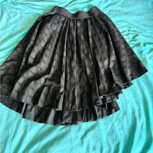 Maje Black Perforated Asymmetrical Layered Midi Skirt